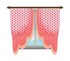 Vector illustration of window with curtain