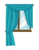 Vector illustration of window with curtain