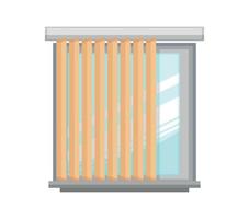 Vector illustration of window with curtain