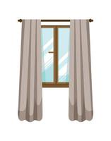 Vector illustration of window with curtain