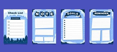 Winter Journal Notes Template vector