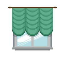 Vector illustration of window with curtain