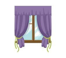 Vector illustration of window with curtain