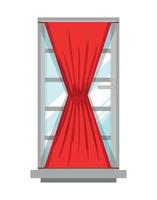 Vector illustration of window with curtain