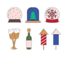 Set of snow globe and firework vector