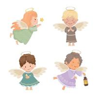 Children Angel Characters Set vector