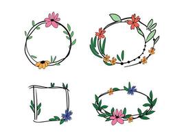 Set of Frames with Flowers vector