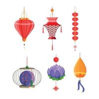 Set of chinese lanterns vector