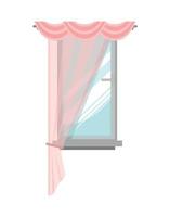 Vector illustration of window with curtain