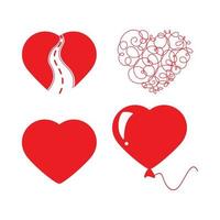 Set of Fancy Red Hearts vector