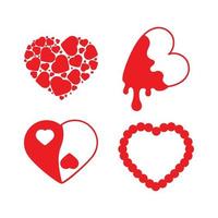 conjunto de corazones rojos de lujo vector