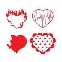 Set of Fancy Red Hearts vector