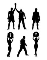 Boxers Silhouettes Set vector