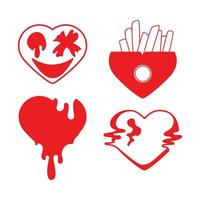 Set of Fancy Red Hearts vector