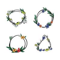 Set of Frames with Flowers vector