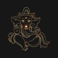 Ganpati vector, sri ganesh gradient golden stroke vector object.