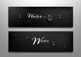 Water drop banners, background with liquid spheres vector