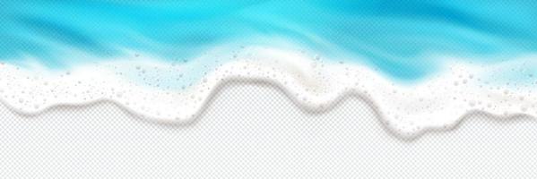 Top view of sea wave foam splashing border, frame vector