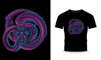 Dragon japanese style t shirt vector illustration