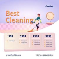 Best cleaning service website with price table vector