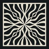 Laser cut vector Decotative panel. Cutout silhouette with geometric Ornament Pattern. Square Template for cnc cutting, panels of wood, metal, paper, plastic