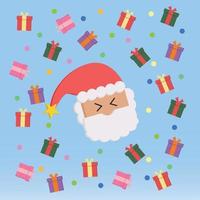 Christmas day background vector joyful lovely group of gift box and santa claus face shopping love banner decoration for christmas day background design.Christmas santa claus gift box illustration.