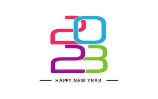 Happy new year logo text design 2023 with colorful creative concept vector