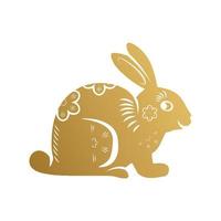 chinese rabbits collection of golden bunnies symbol of 2023 year vector