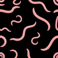 Seamless pattern with earthworms. Pattern with worms on a black background vector