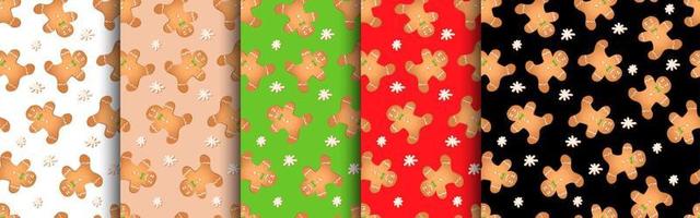 Seamless pattern with ginger cookies. Gingerbread man vector