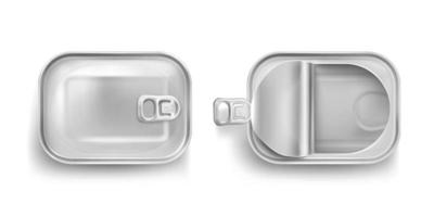 Aluminium tin can for sardine in top view vector