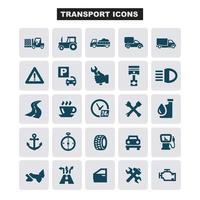 Transport icons Cars, Ships, Trains, Planes, vector illustrations, set silhouettes isolated