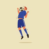 jugador de fútbol con ilustración plana de balón de fútbol. diseño de vector plano de jugador de fútbol masculino.