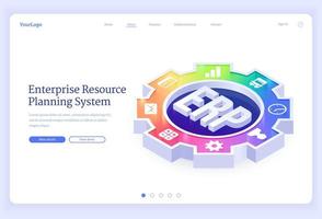 ERP enterprise resource planning isometric landing vector