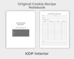 cuaderno de recetas de galletas original interior kdp, plantilla de diseño único del rastreador de recetas de galletas originales vector