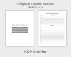 cuaderno de recetas de galletas original interior kdp, plantilla de diseño único del rastreador de recetas de galletas originales vector