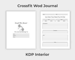 kdp interior crossfit wood journal, planificador de ejercicio diario y plantilla de diseño único de rastreador de fuerza corporal vector