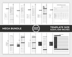 KDP Interior Bundle Weekly Reflection Journal, Weekly Hair Care Routine Planner, Firearms Log Book Unique Design Template vector