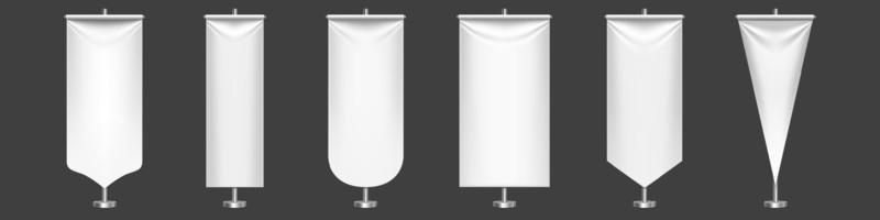 White pennant flags on metal stand vector