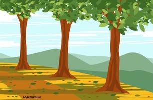 Flat Vector Landscape Illustration in Spring