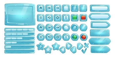 Ice buttons for ui game, gui elements vector
