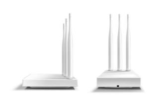 Wifi router front and side view isolated mockup vector