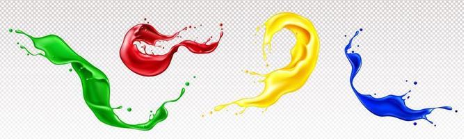 Splashes of liquid paints with swirls and drops vector