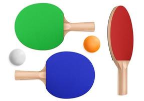 raquetas y pelotas de madera para tenis de mesa vector