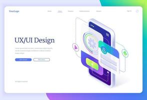 diseño ui ux, experiencia de usuario, aterrizaje isométrico vector