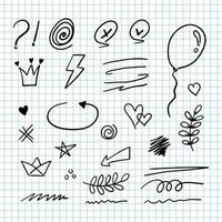 Doodle element vector set, question mark,