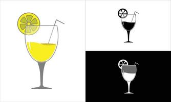 lemon juice in a fine glass with lemon slice vector