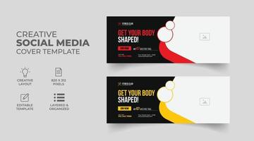 fitness gym training facebook cover and web banner social media template vector