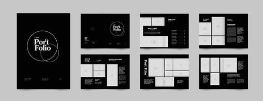 12 pages of minimalist photography portfolio layout design template, magazine, proposal, profile brochure template design vector