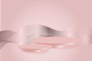 Abstract scene background. Cylinder podium on pink background. vector